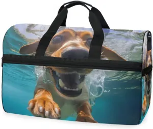 Dog Swim Travel Duffel Bag Luggage Sports Gym Bags With Shoes Compartment Large Capacity Lightweight Duffle Bag For Men Women