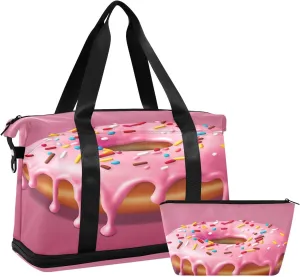 Donuts Sports Gym Bag,Travel Duffel bag with Wet Pocket & Shoes Compartment Lightweight Waterproof Overnight Bag for Men Women