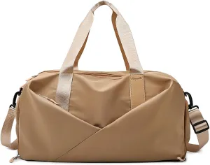 Duffle Bag, Gym Bag for Women, Separate Shoes Compartment Yoga Bag, Wet and Dry Separation Beach Bag, Walnut, Large, Leisure
