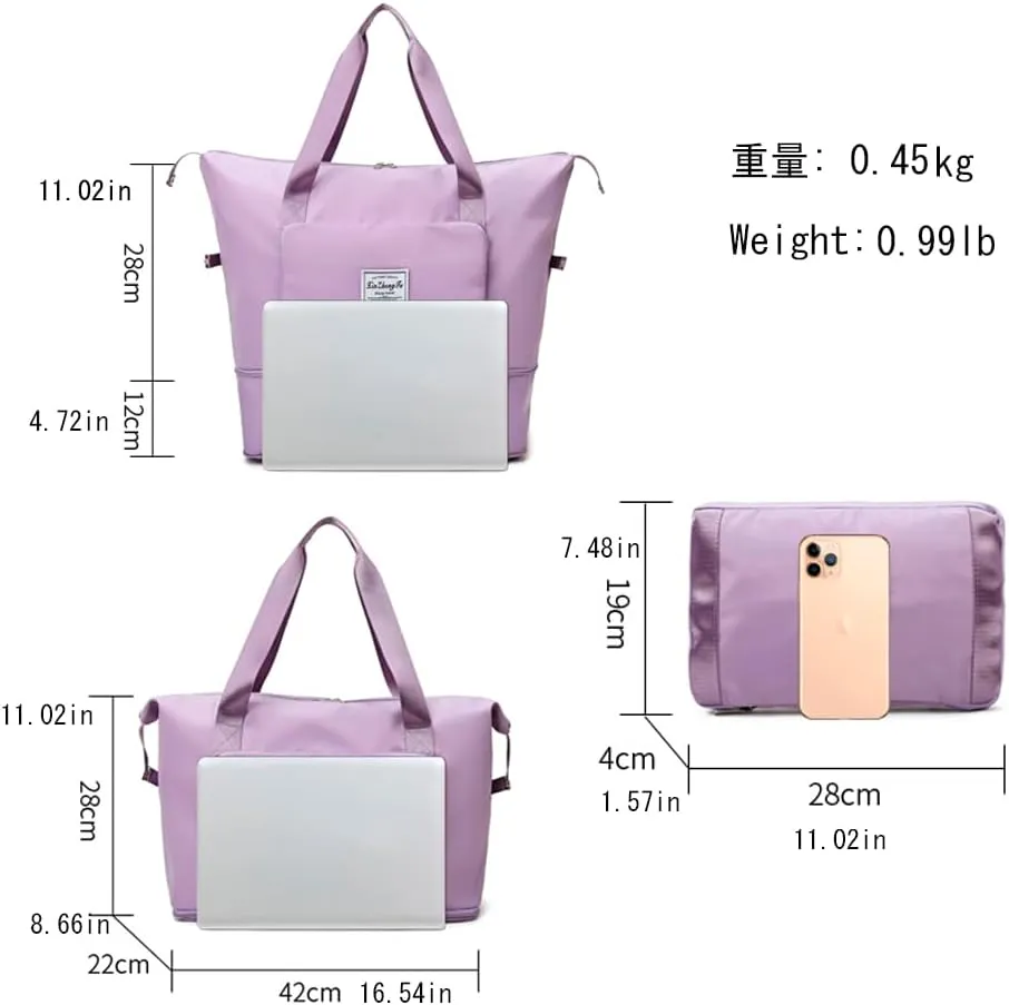 Expandable Travel Duffel Bag with Wet Pocket Shoes Compartment Overnight Weekender Bag Waterproof Gym Workout Handbag for Women and Man