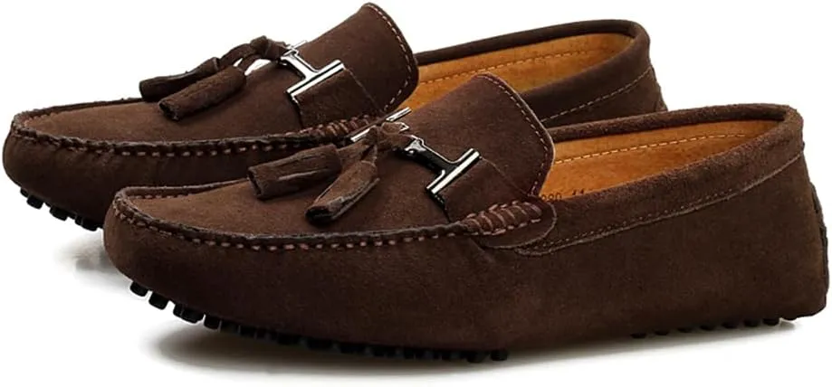 Fashion Mens Handmade Suede Leather Casual Loafers Shoes Plus Size Soft Comfortable Driving Walking Shoes