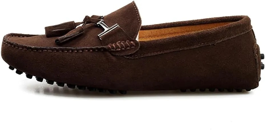 Fashion Mens Handmade Suede Leather Casual Loafers Shoes Plus Size Soft Comfortable Driving Walking Shoes