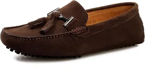 Fashion Mens Handmade Suede Leather Casual Loafers Shoes Plus Size Soft Comfortable Driving Walking Shoes