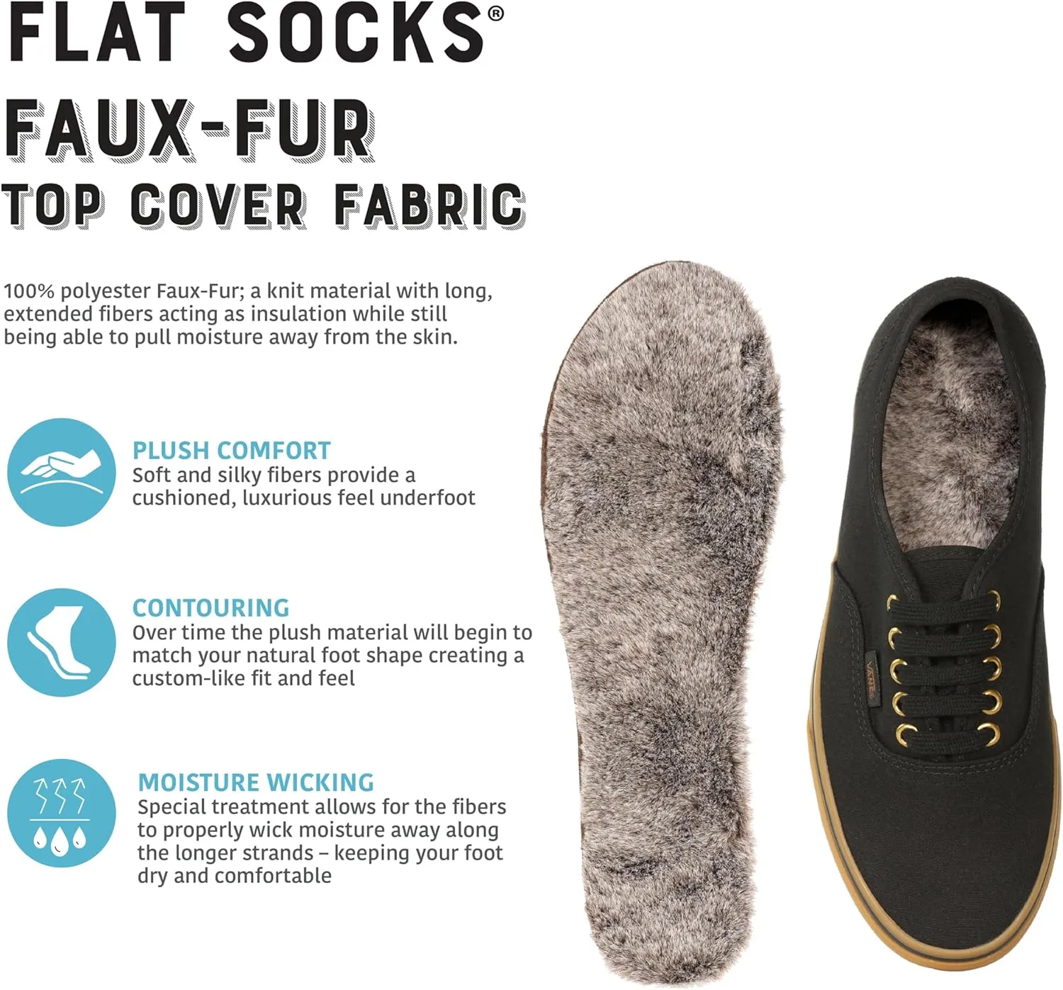 FLAT SOCKS Womens No Show Socks, Sockless Shoe Liner, No Slipping, No Stinking, Washable Barefoot Shoe Insert, Classic