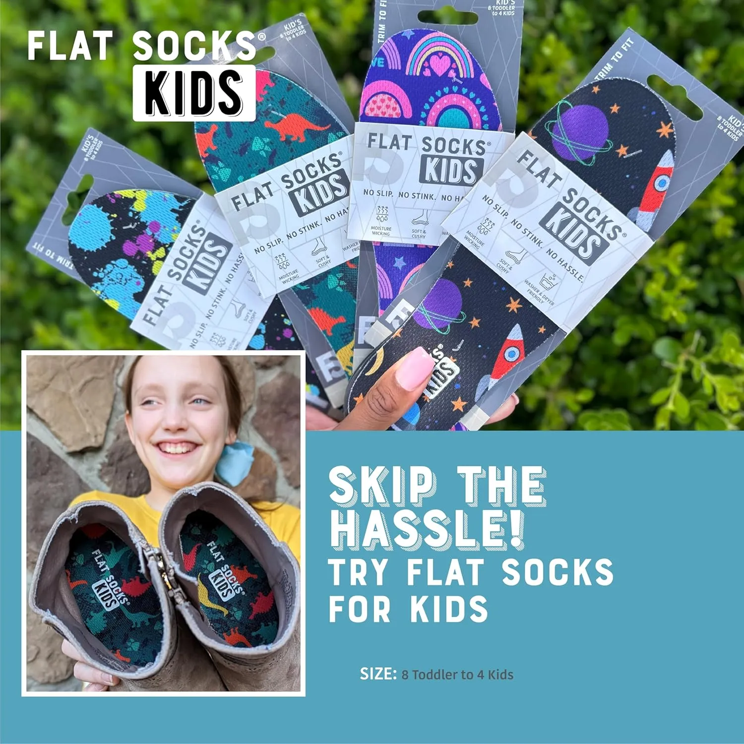 FLAT SOCKS Womens No Show Socks, Sockless Shoe Liner, No Slipping, No Stinking, Washable Barefoot Shoe Insert, Classic