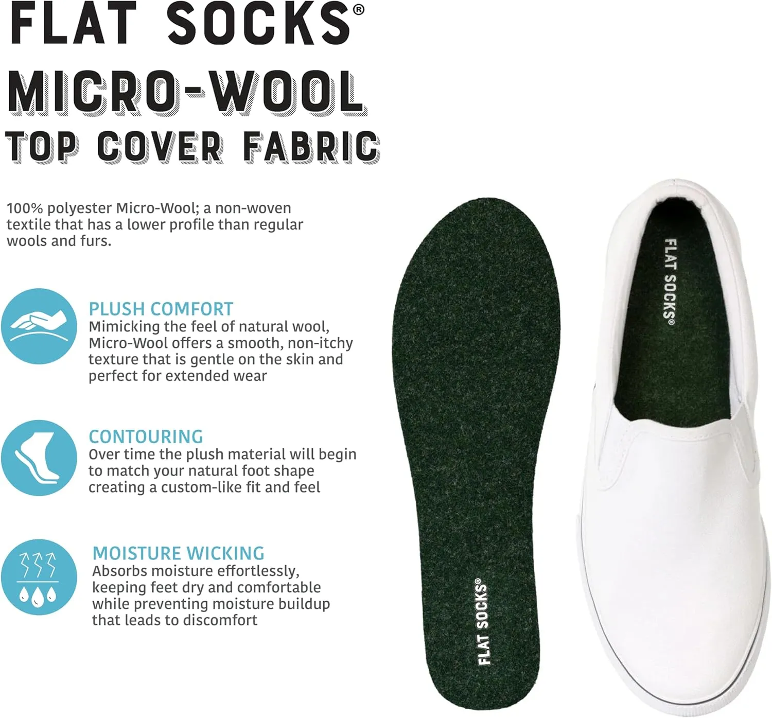 FLAT SOCKS Womens No Show Socks, Sockless Shoe Liner, No Slipping, No Stinking, Washable Barefoot Shoe Insert, Classic