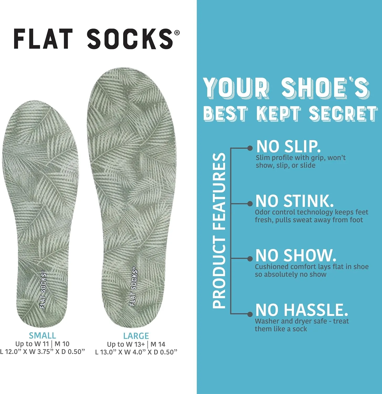 FLAT SOCKS Womens No Show Socks, Sockless Shoe Liner, No Slipping, No Stinking, Washable Barefoot Shoe Insert, Floral Print