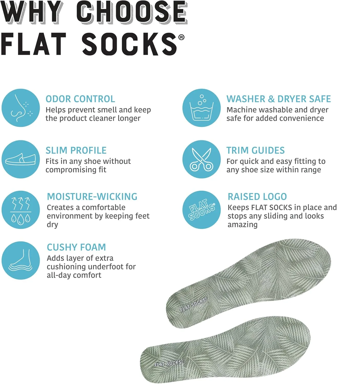 FLAT SOCKS Womens No Show Socks, Sockless Shoe Liner, No Slipping, No Stinking, Washable Barefoot Shoe Insert, Floral Print