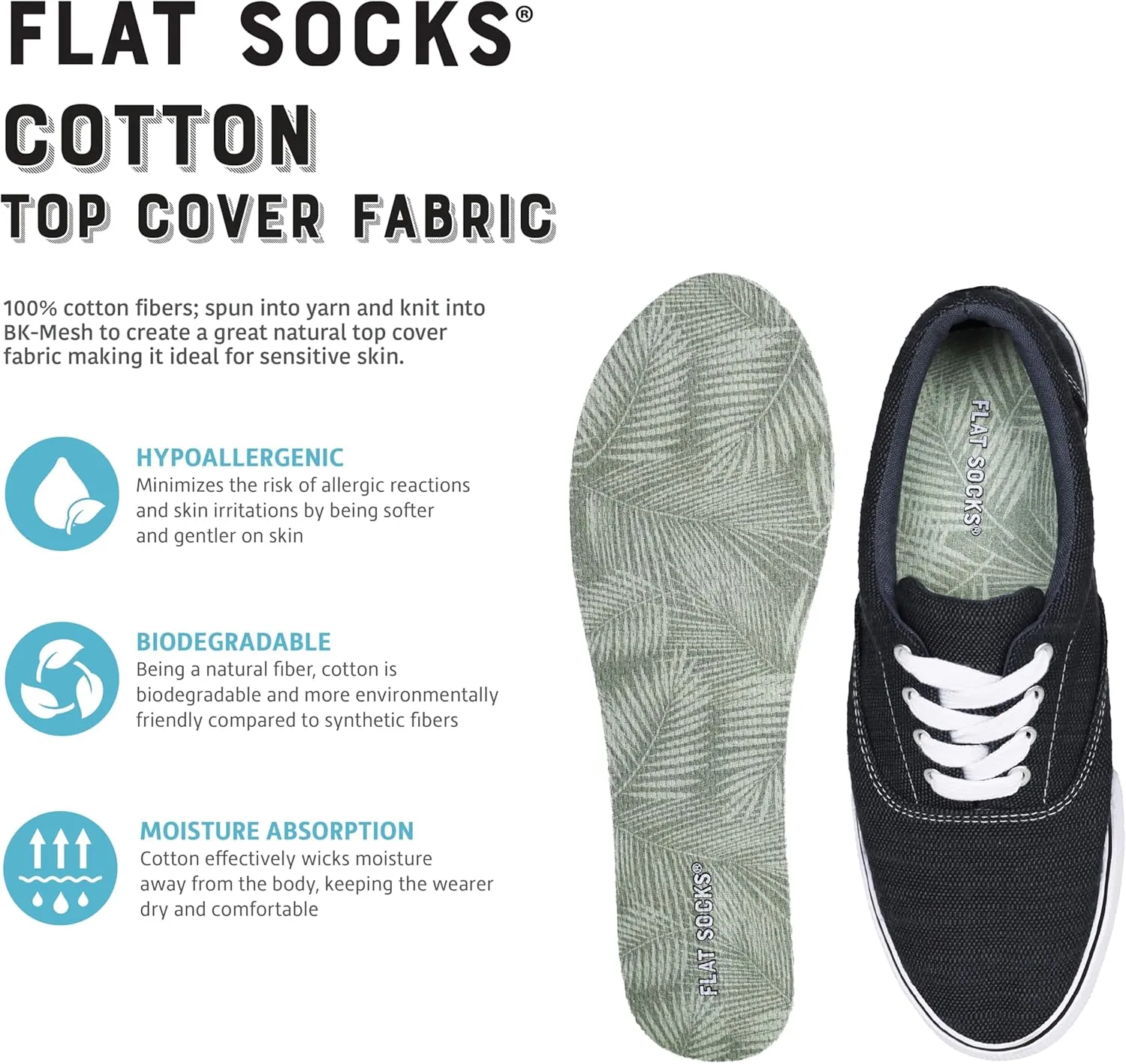 FLAT SOCKS Womens No Show Socks, Sockless Shoe Liner, No Slipping, No Stinking, Washable Barefoot Shoe Insert, Floral Print