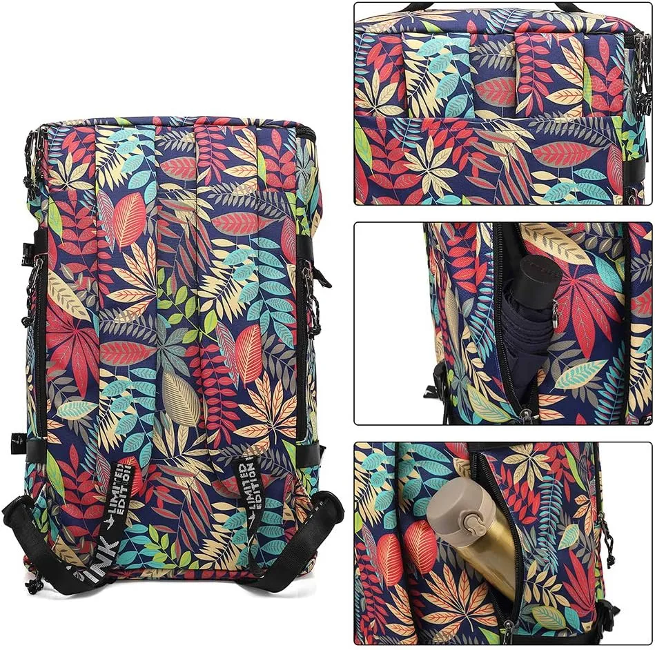 Floral Gym Duffle Bag Backpack 4 ways for Women Waterproof with Shoes Compartment for travel Sport Hiking laptop Lightweight, Kalesi