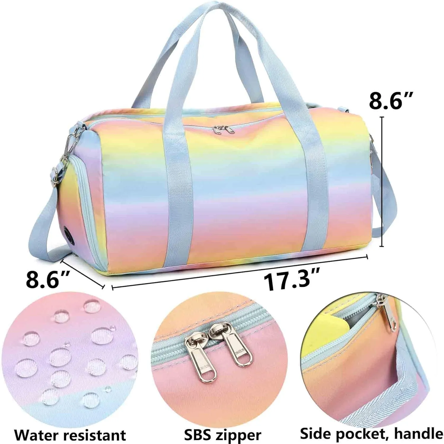 Foldable Gym Bag Sports Duffel Bag with Shoes Compartment & Wet Pocket Fitness Yoga Shoulder Bag Weekender Travel Bag (Pink)