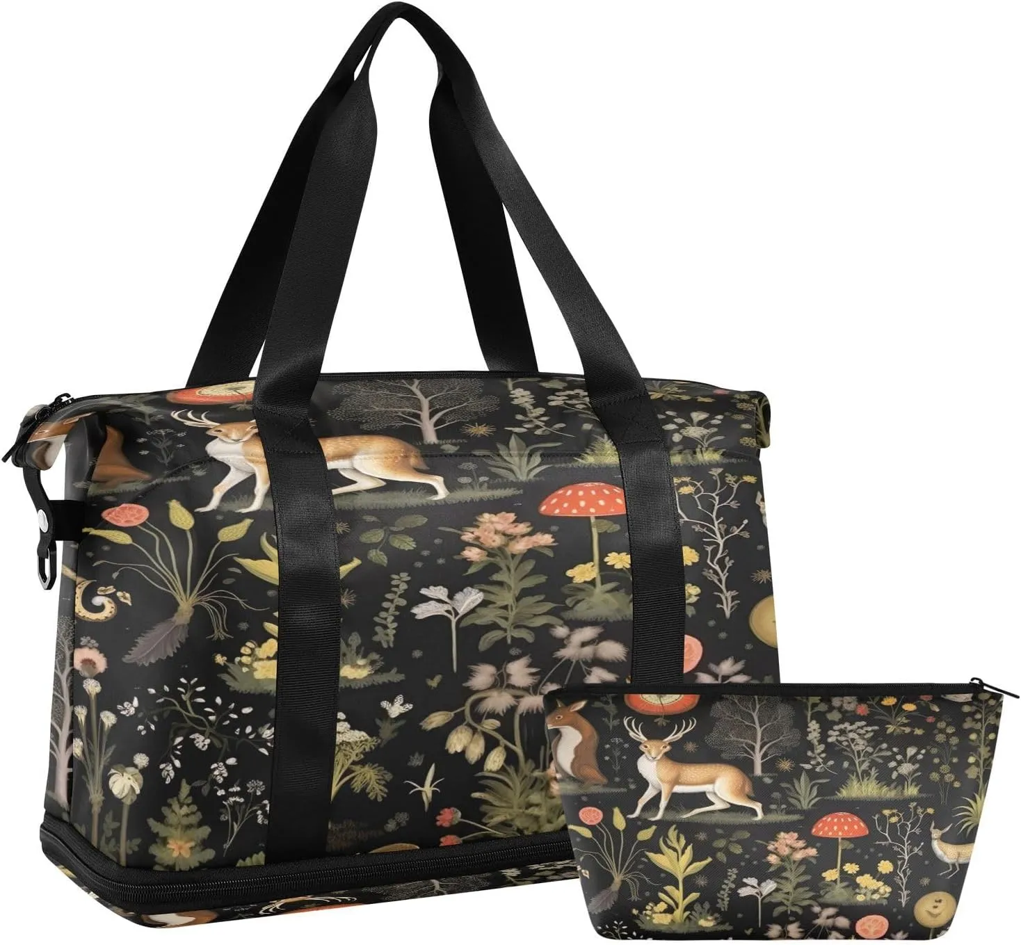 Forest Animals Sports Gym Bag,Travel Duffel bag with Wet Pocket & Shoes Compartment Lightweight Waterproof Overnight Bag for Men Women