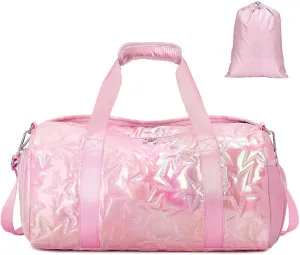 Forestfish Dance Bag For Girls, Small Gym Bag With Shoes Compartment Weekender Overnight Bag For Travel Lightweight Waterproof, Pink