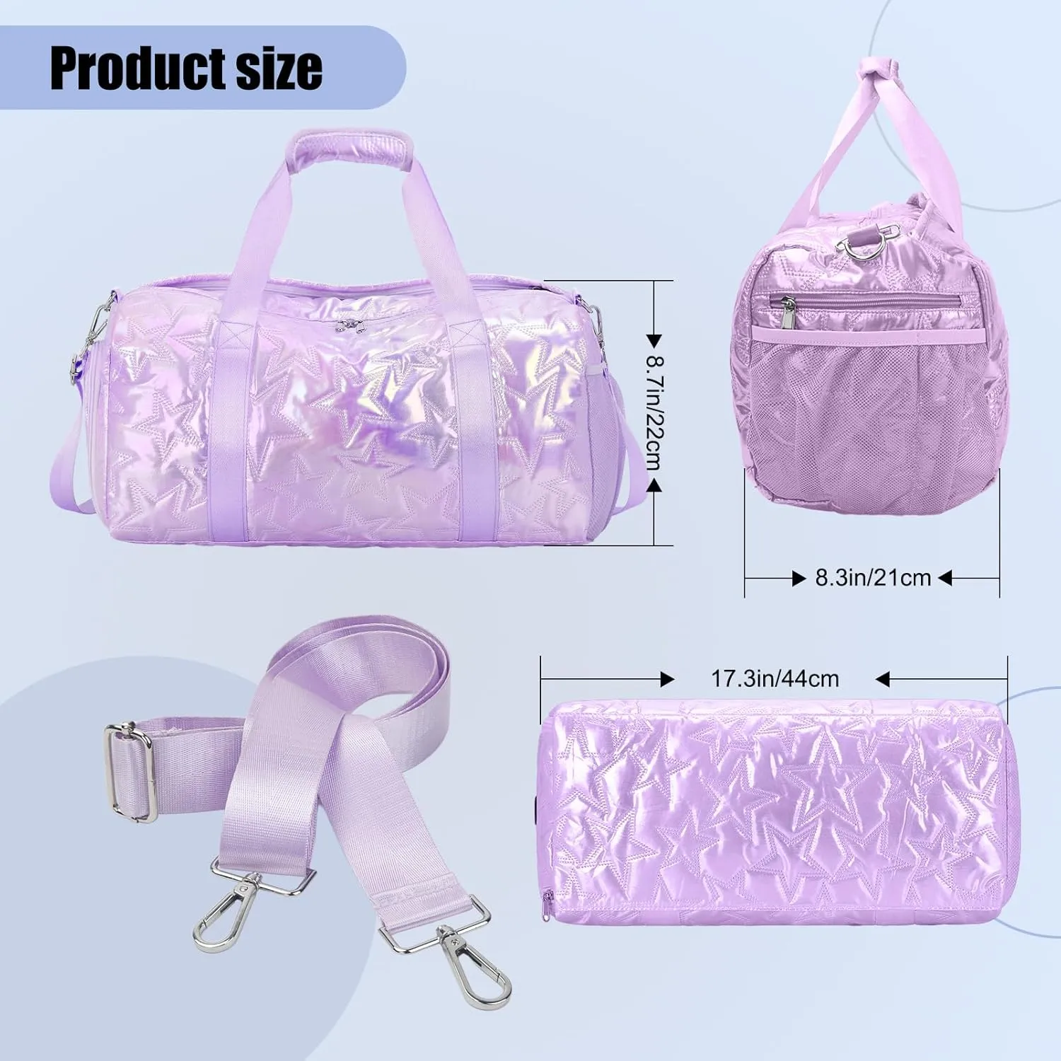 Forestfish Dance Bag For Girls, Small Gym Bag With Shoes Compartment Weekender Overnight Bag For Travel Lightweight Waterproof, Purple-B