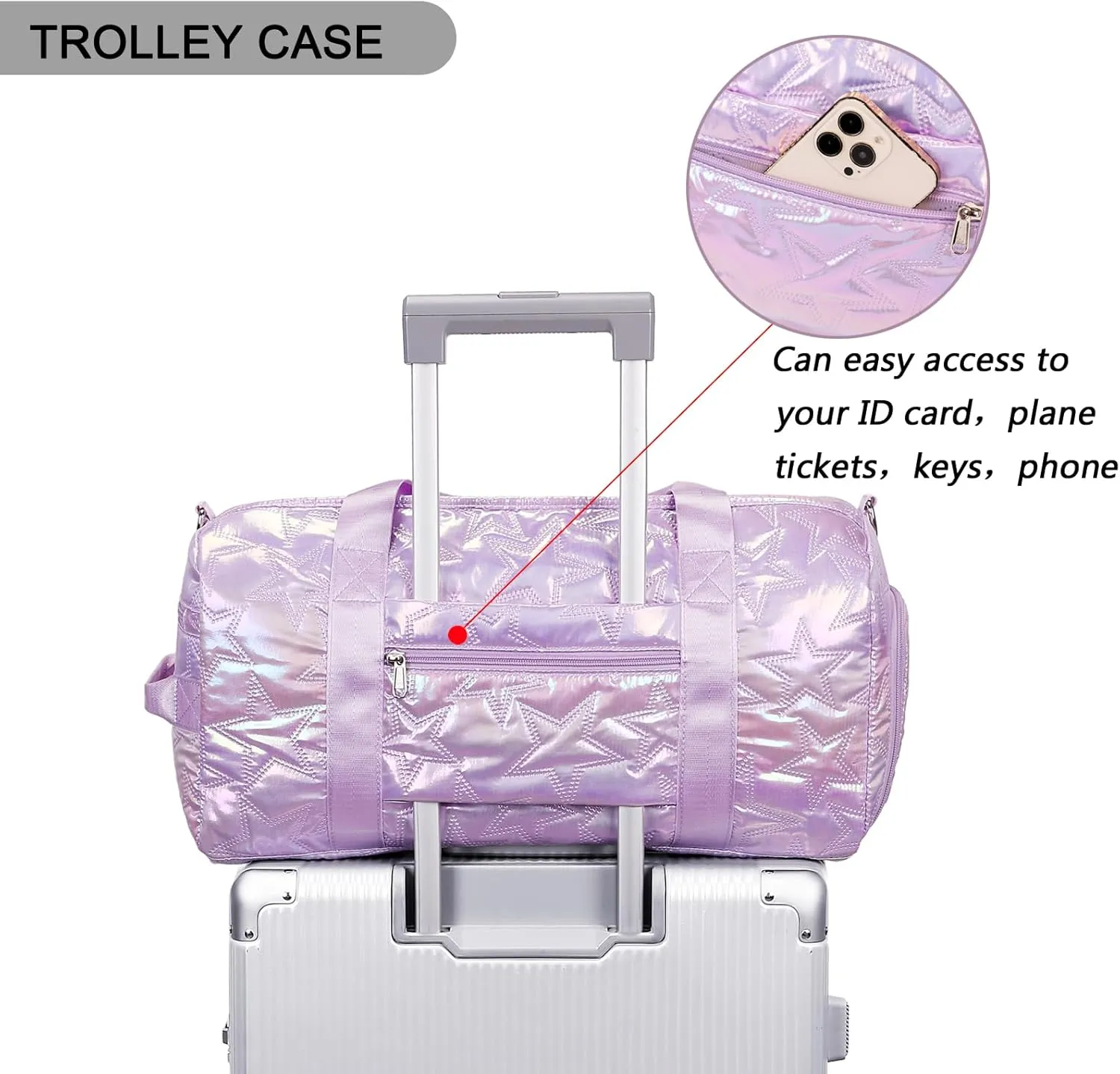 Forestfish Dance Bag For Girls, Small Gym Bag With Shoes Compartment Weekender Overnight Bag Travel Lightweight Waterproof, Purple