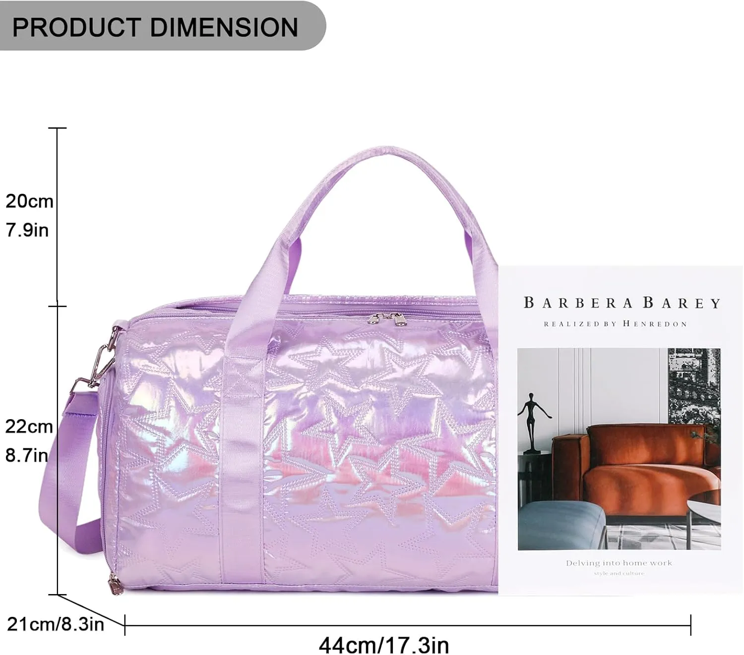 Forestfish Dance Bag For Girls, Small Gym Bag With Shoes Compartment Weekender Overnight Bag Travel Lightweight Waterproof, Purple