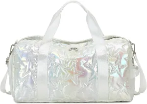Forestfish Dance Bag For Girls, Small Gym Bag With Shoes Compartment Weekender Overnight Bag Travel Lightweight Waterproof, Silver