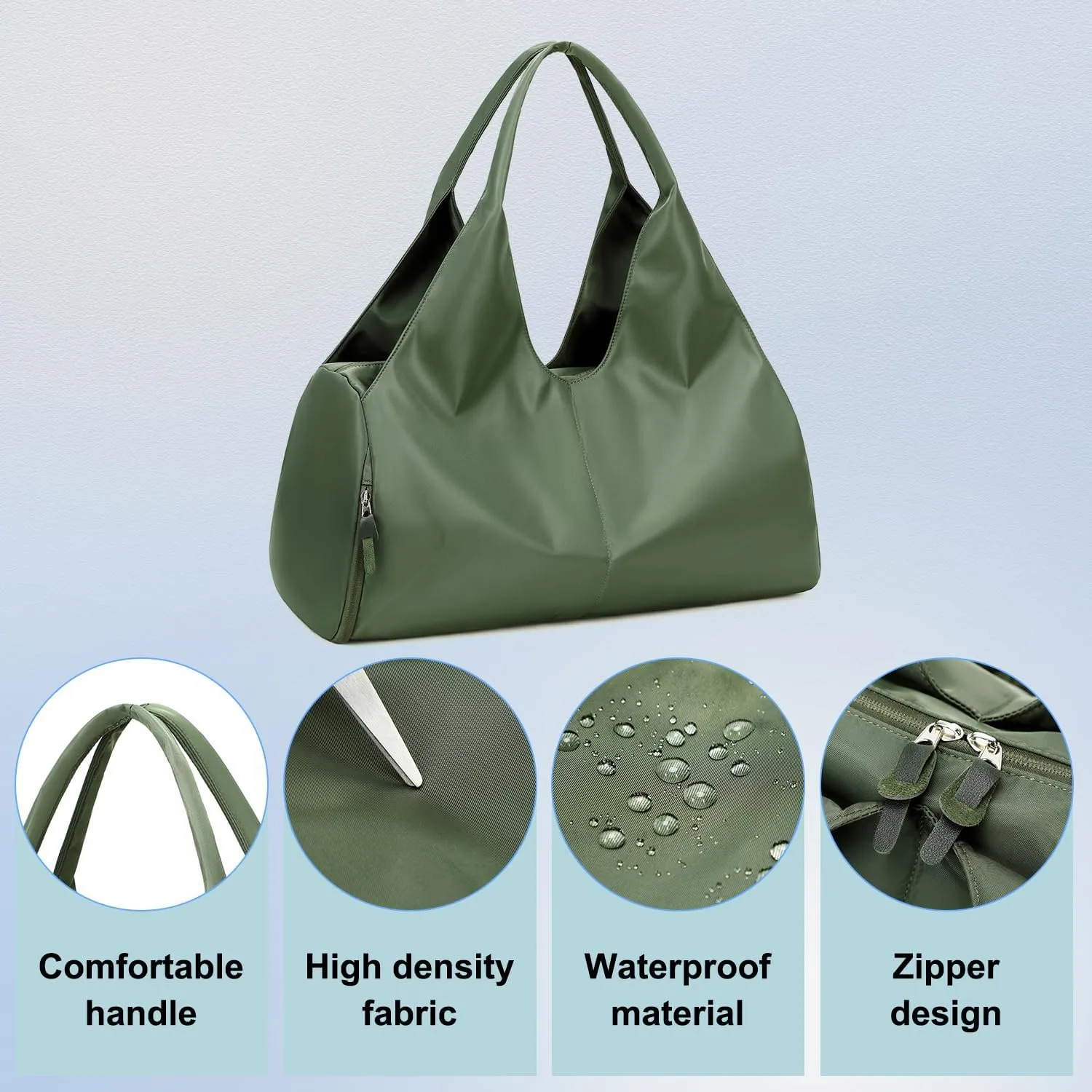 forestfish Yoga Gym Bag for Women with Shoes Compartment & Wet Dry Storage Pockets Lightweight Duffel Bag, Army Green