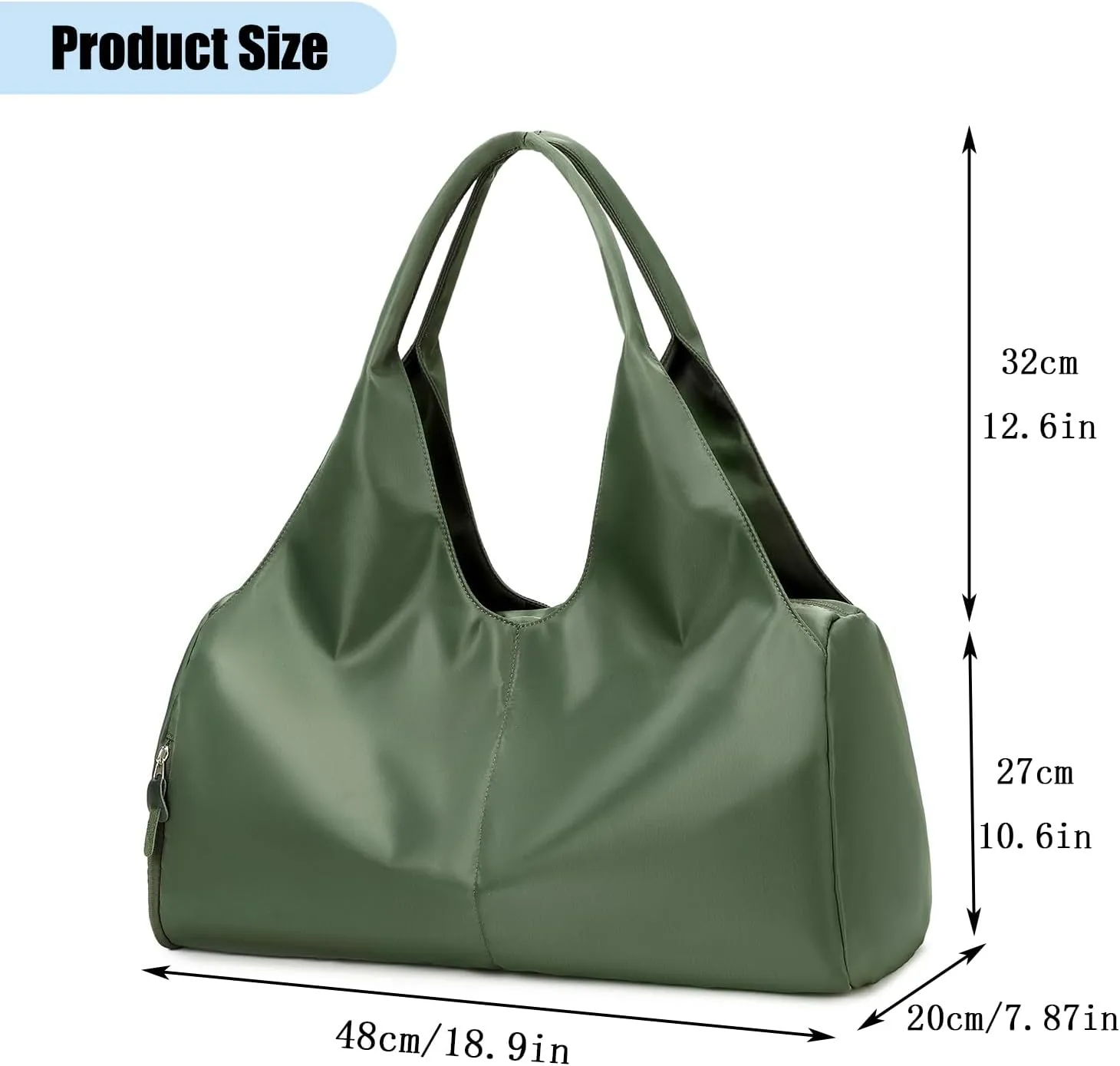 forestfish Yoga Gym Bag for Women with Shoes Compartment & Wet Dry Storage Pockets Lightweight Duffel Bag, Army Green