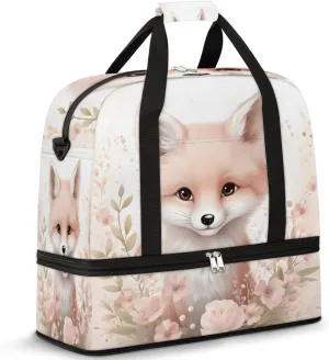 Fox Flower Foldable Travel Duffel Bag Overnight Weekender Bag with Shoes Compartment Sports Gym Bag for Men Women