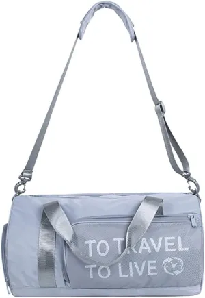 Gym Bag Duffel Bag for Travel Weekender Bag for Women Sports Tote Bag with Dry Wet Pocket &Shoes Compartment (Grey)