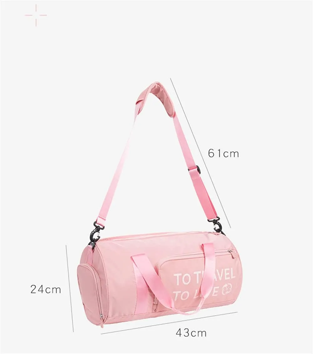 Gym Bag Duffel Bag for Travel Weekender Bag for Women Sports Tote Bag with Dry Wet Pocket &Shoes Compartment (Pink)