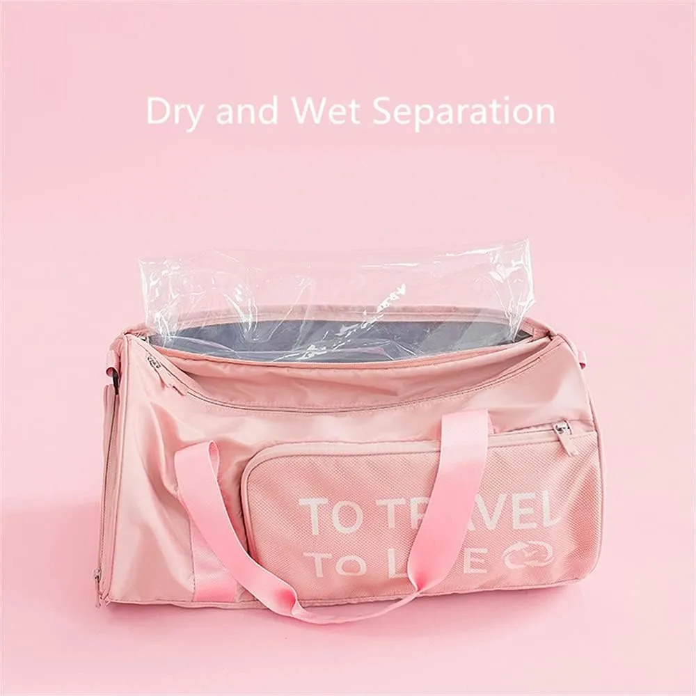 Gym Bag Duffel Bag for Travel Weekender Bag for Women Sports Tote Bag with Dry Wet Pocket &Shoes Compartment (Pink)