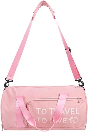 Gym Bag Duffel Bag for Travel Weekender Bag for Women Sports Tote Bag with Dry Wet Pocket &Shoes Compartment (Pink)
