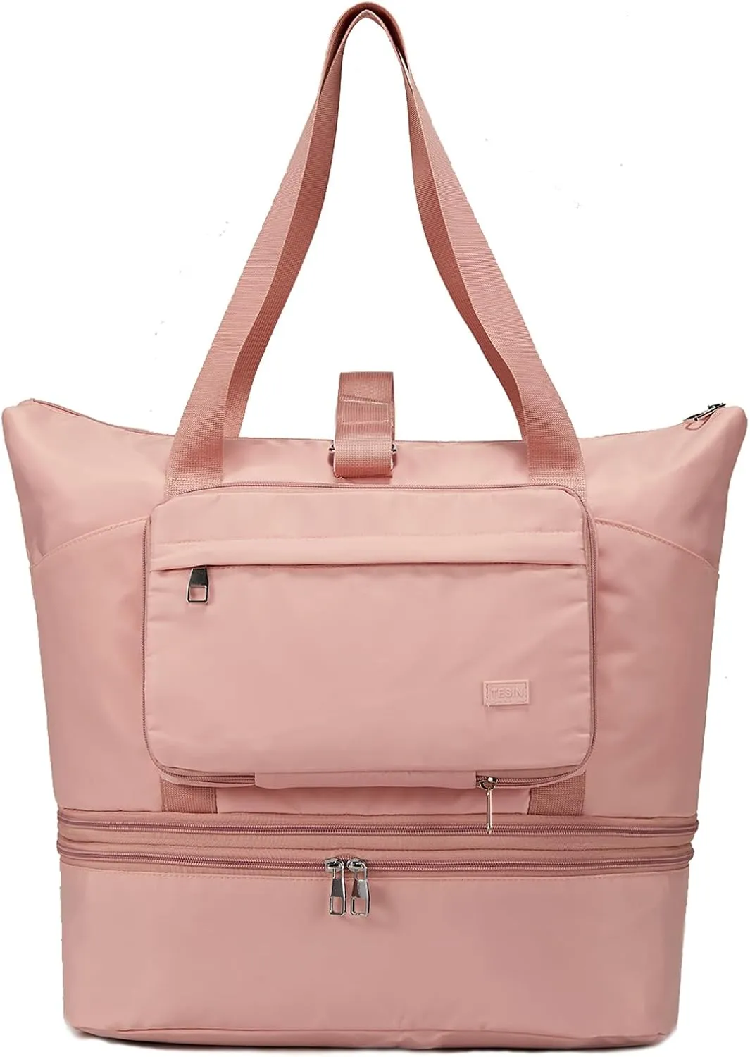 Gym Bag, Foldie Travel Bag Expandable, Duffle Bag, Canvas Tote Bag with Yoga Mat Strap and Shoes Compartment Wet Pocket