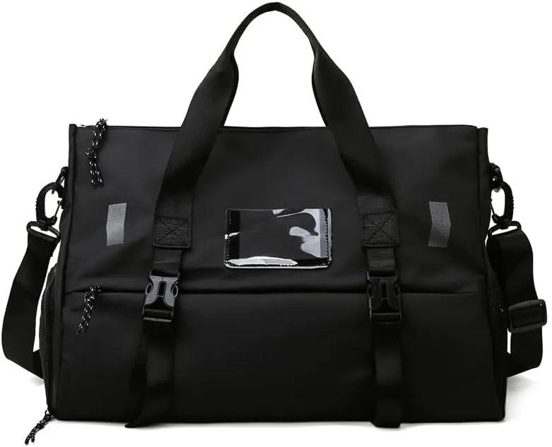 Gym Bag for Women Yoga Tote Bag Travel Sports Duffel Bag Weekender Bag with Dry Wet Pocket & Shoes Compartment (Black)