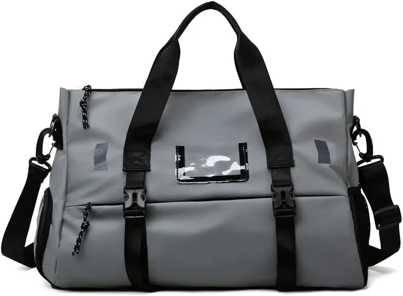Gym Bag for Women Yoga Tote Bag Travel Sports Duffel Bag Weekender Bag with Dry Wet Pocket & Shoes Compartment (Grey)
