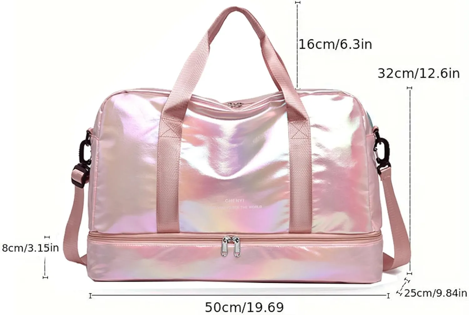 Gym Bag for Women,Sports Travel Duffel Bag,Shoulder Weekender Overnight Bag with Shoes Compartment Wet Pocket (fluorescent pink)
