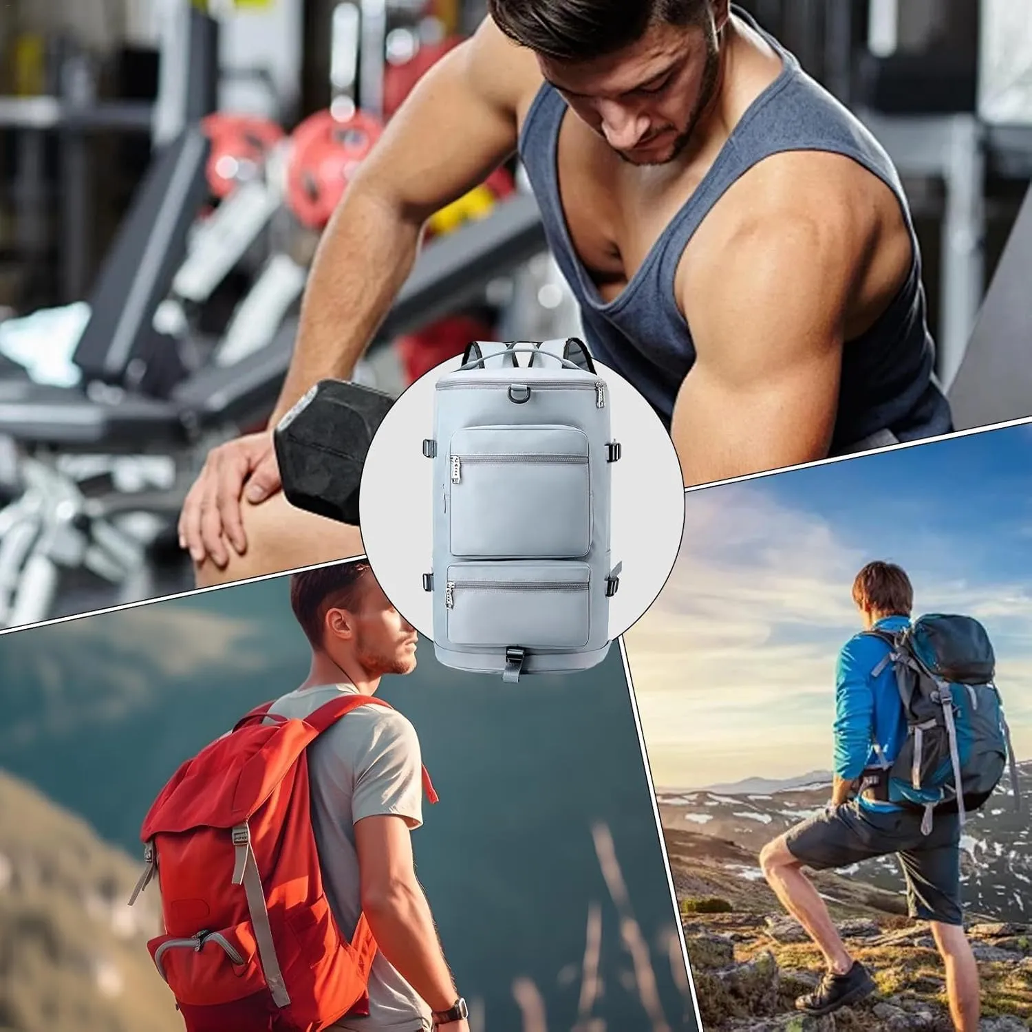 Gym Bag Women Men with Shoes Compartment & Wet Pocket Travel Duffel Bag Gym Backpack Waterproof Weekender Overnight Backpack