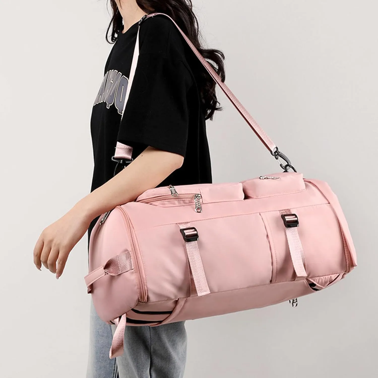 Gym Bag Women Men with Shoes Compartment & Wet Pocket Travel Duffel Bag Gym Backpack Waterproof Weekender Overnight Backpack