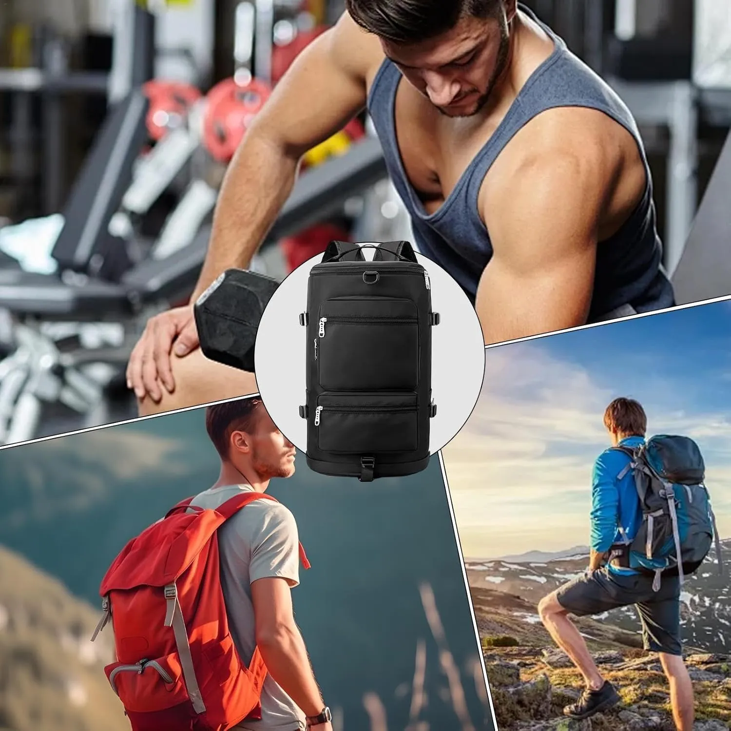 Gym Bag Women Men with Shoes Compartment & Wet Pocket Travel Duffel Bag Gym Backpack Waterproof Weekender Overnight Backpack
