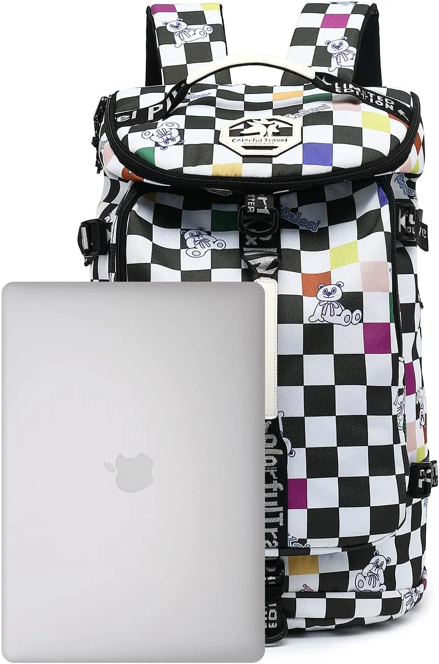Gym Duffle Bag Backpack 4-Way Waterproof with Shoes Compartment for travel Sport Hiking laptop, Checkerboard, X-Large, Modern