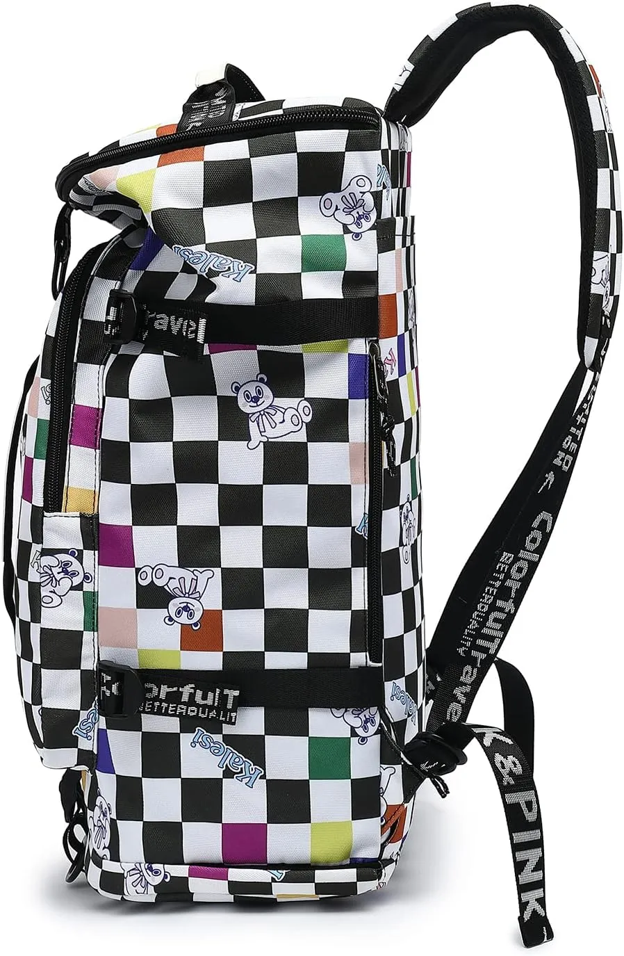 Gym Duffle Bag Backpack 4-Way Waterproof with Shoes Compartment for travel Sport Hiking laptop, Checkerboard, X-Large, Modern