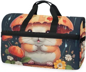 Hamster Cute Travel Duffel Bag Luggage Sports Gym Bags With Shoes Compartment Large Capacity Lightweight Duffle Bag For Men Women