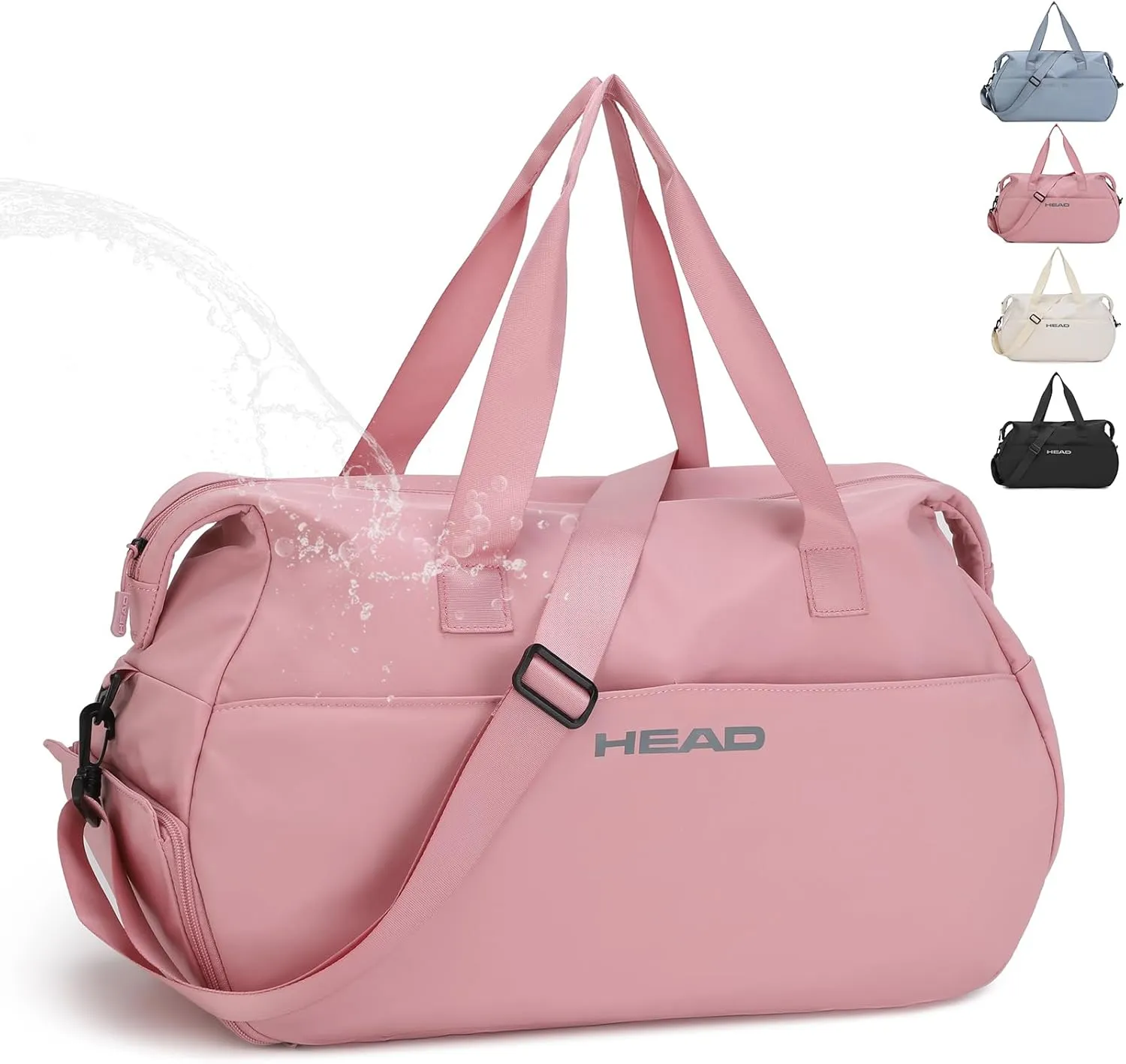 HEAD 32L Carry On Travel Duffel Bag with Shoes Compartment, Lightweight Crossbody Sport Gym Bags for Men & Women, Pink