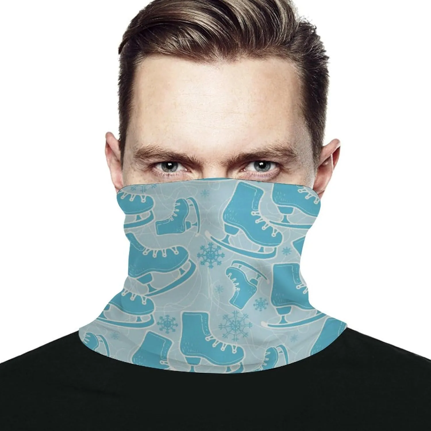 Ice-Skate Figure Skating Shoes Print Mask Neck Gaiter Soft Face Scarf Windproof Face Cover for Men Women