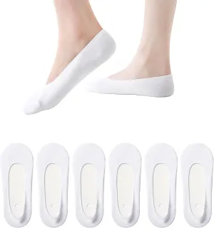 JAKIDAR No Show Socks Women Low Cut Cotton Non Slip Invisible Hidden Thin Socks for Flats, Boat Liner - Pack of 6