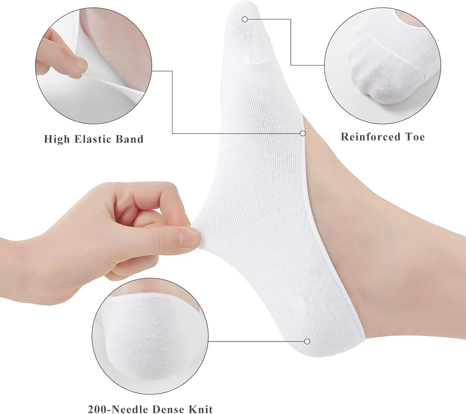 JAKIDAR No Show Socks Women Low Cut Cotton Non Slip Invisible Hidden Thin Socks for Flats, Boat Liner - Pack of 6