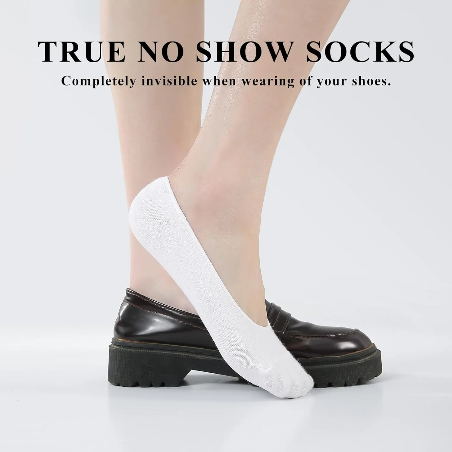 JAKIDAR No Show Socks Women Low Cut Cotton Non Slip Invisible Hidden Thin Socks for Flats, Boat Liner - Pack of 6