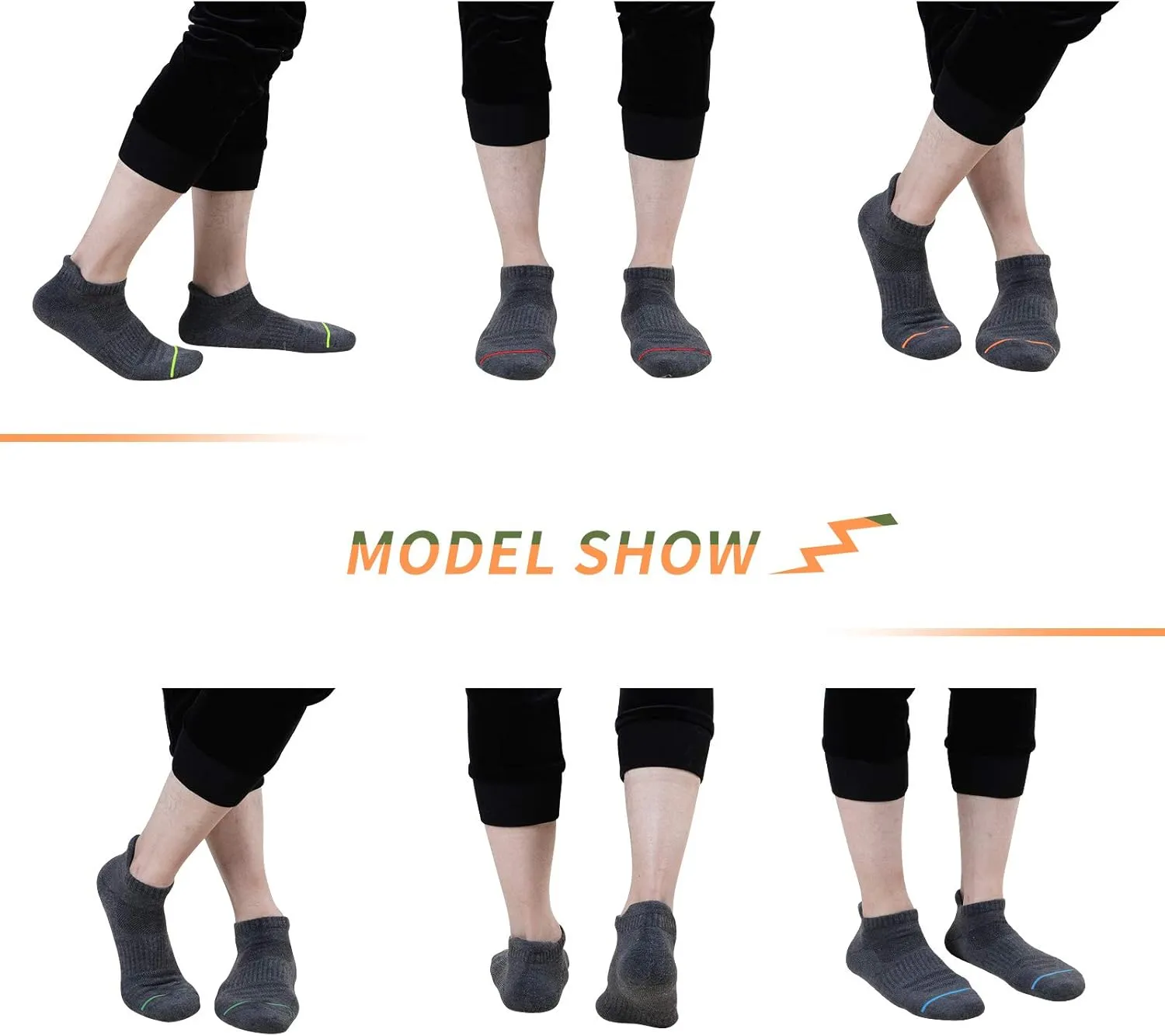 JOYNÉE Mens Ankle Athletic Low Cut Socks Running Sports Cushioned Sock for Men 6 Pack
