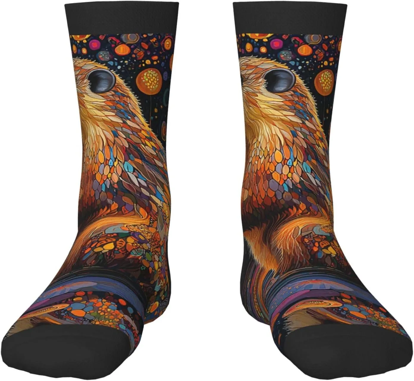 Kids Crew Socks Boys Girls Fun Novelty Athletic Casual Socks for 6-10 Years Old, Beaver Patterns Psychedelic