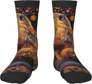 Kids Crew Socks Boys Girls Fun Novelty Athletic Casual Socks for 6-10 Years Old, Beaver Patterns Psychedelic