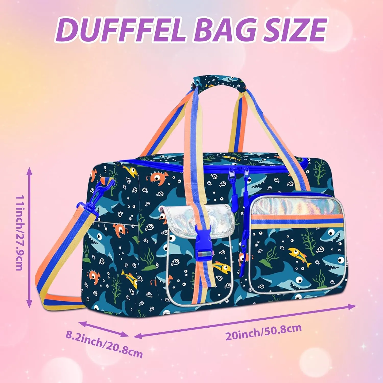 Kids Duffle Travel Bag for Girls and Boys - Overnight Tote With Shoes Compartment for Gym, Dance, and Sleepovers
