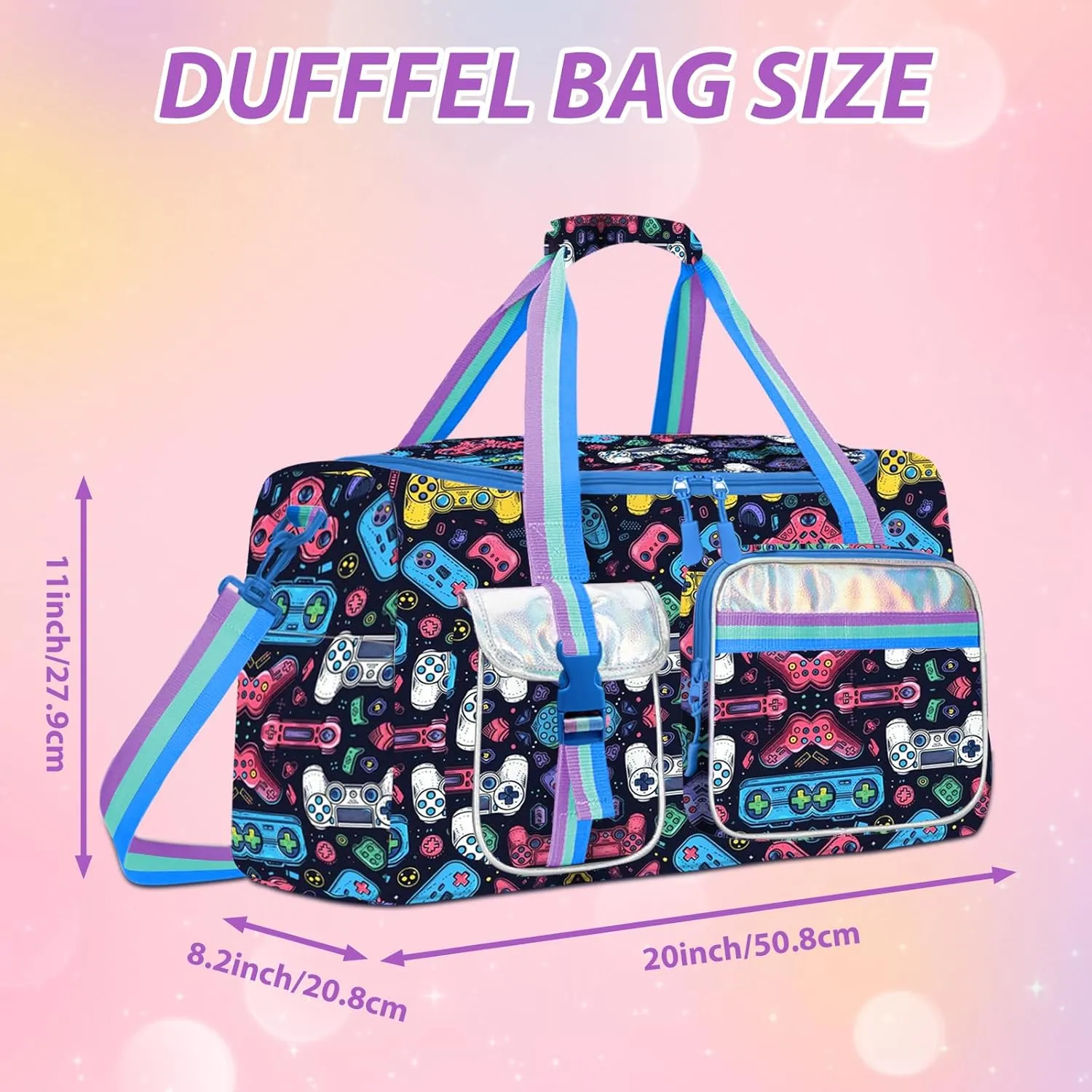 Kids Duffle Travel Bag for Girls and Boys - Overnight Tote With Shoes Compartment for Gym, Dance, and Sleepovers