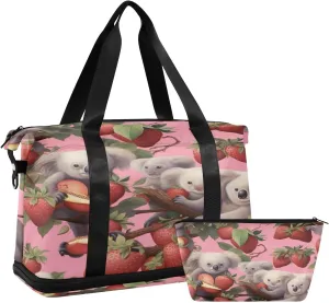 Koala Bears Gym Bag for Men Women with Shoes Compartment & Wet Pocket Sport Travel Duffel Bag Waterproof Weekender Overnight Bag