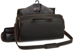 Leather Carry On Garment Duffle Bags for Men and Women for Travel, Hanging Suitacase Weekend Bags with Large Capacity